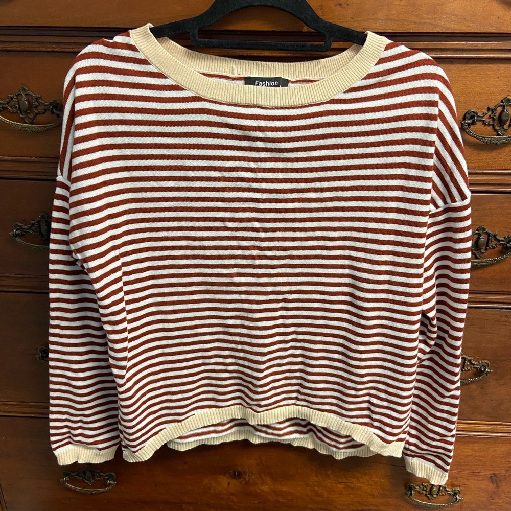 Striped Red and Cream Women's Sweater
